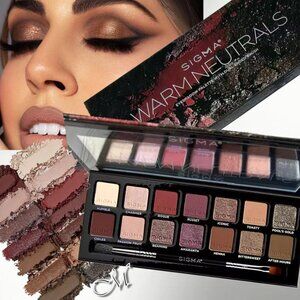 SIGMA Warm Neutrals 14 Shade Eyeshadow Palette/Brush* ~ Metallic & Matte 32g NIB